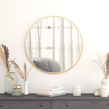 Load image into Gallery viewer, 30" Round Gold Metal Framed Wall Mirror