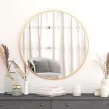 Load image into Gallery viewer, 36" Round Gold Metal Framed Wall Mirror
