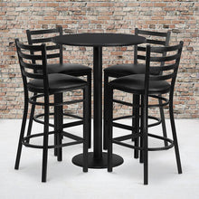 Load image into Gallery viewer, 30'' Black Table Set with Base and 4 Metal Barstools - Black Vinyl Seat
