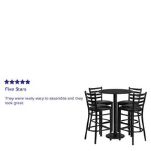 Load image into Gallery viewer, 30'' Black Table Set with Base and 4 Metal Barstools - Black Vinyl Seat