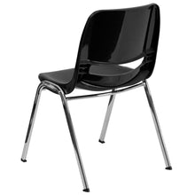 Load image into Gallery viewer, Kid's Black Shell Stack Chair with Chrome Frame and 14" Seat Height