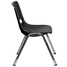 Load image into Gallery viewer, 661 lb. Capacity Black Shell Stack Chair with Chrome Frame and 16'' Seat Height