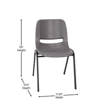 Load image into Gallery viewer, 661 lb. Capacity Gray Shell Stack Chair with Black Frame and 16'' Seat Height