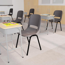 Load image into Gallery viewer, 661 lb. Capacity Gray Shell Stack Chair with Black Frame and 16'' Seat Height