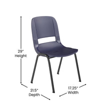 Load image into Gallery viewer, 661 lb. Capacity Navy Shell Stack Chair with Black Frame and 16'' Seat Height