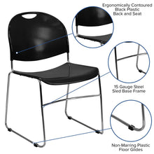 Load image into Gallery viewer, 880 lb. Capacity Black Ultra-Compact Stack Chair with Chrome Frame