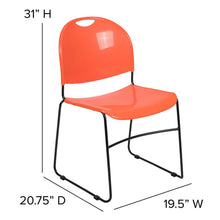 Load image into Gallery viewer, 880 lb. Capacity Orange Ultra-Compact Stack Chair with Black Powder Coated Frame