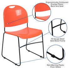 Load image into Gallery viewer, 880 lb. Capacity Orange Ultra-Compact Stack Chair with Black Powder Coated Frame
