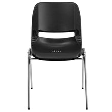 Load image into Gallery viewer, 880 lb. Capacity Black Shell Stack Chair with Chrome Frame and 18'' Seat Height