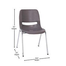Load image into Gallery viewer, 880 lb. Capacity Gray Shell Stack Chair with Chrome Frame and 18'' Seat Height
