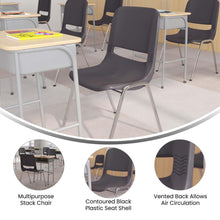 Load image into Gallery viewer, 880 lb. Capacity Gray Shell Stack Chair with Chrome Frame and 18'' Seat Height