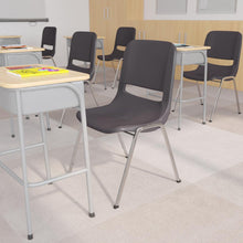 Load image into Gallery viewer, 880 lb. Capacity Gray Shell Stack Chair with Chrome Frame and 18'' Seat Height