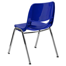 Load image into Gallery viewer, 880 lb. Capacity Navy Shell Stack Chair with Chrome Frame and 18'' Seat Height