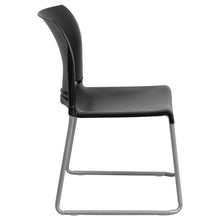 Load image into Gallery viewer, Black Full Back Contoured Stack Chair with Gray Powder Coated Sled Base