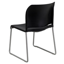 Load image into Gallery viewer, Black Full Back Contoured Stack Chair with Gray Powder Coated Sled Base