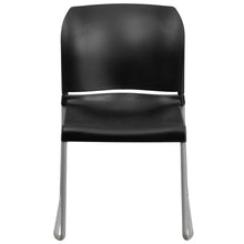 Load image into Gallery viewer, Black Full Back Contoured Stack Chair with Gray Powder Coated Sled Base