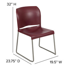Load image into Gallery viewer, Burgundy Full Back Contoured Stack Chair with Gray Powder Coated Sled Base