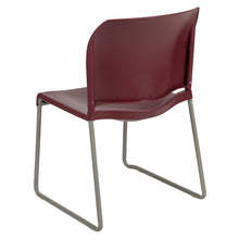 Load image into Gallery viewer, Burgundy Full Back Contoured Stack Chair with Gray Powder Coated Sled Base