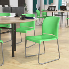 Load image into Gallery viewer, Green Full Back Contoured Stack Chair with Gray Powder Coated Sled Base