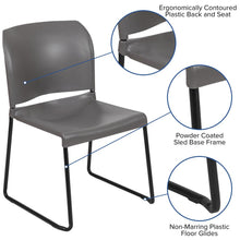 Load image into Gallery viewer, Gray Full Back Contoured Stack Chair with Black Powder Coated Sled Base