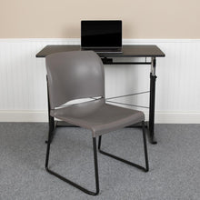 Load image into Gallery viewer, Gray Full Back Contoured Stack Chair with Black Powder Coated Sled Base