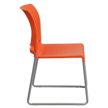 Load image into Gallery viewer, Orange Full Back Contoured Stack Chair with Gray Powder Coated Sled Base