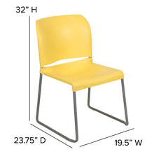 Load image into Gallery viewer, Yellow Full Back Contoured Stack Chair with Gray Powder Coated Sled Base