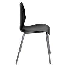 Load image into Gallery viewer, 770 lb. Capacity Black Stack Chair with Lumbar Support and Silver Frame
