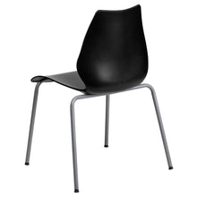 Load image into Gallery viewer, 770 lb. Capacity Black Stack Chair with Lumbar Support and Silver Frame