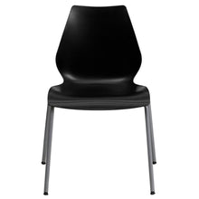 Load image into Gallery viewer, 770 lb. Capacity Black Stack Chair with Lumbar Support and Silver Frame