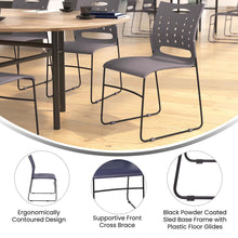 Load image into Gallery viewer, 881 lb. Capacity Gray Sled Base Stack Chair with Air-Vent Back