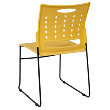 Load image into Gallery viewer, 881 lb. Capacity Yellow Sled Base Stack Chair with Air-Vent Back