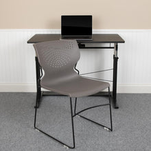 Load image into Gallery viewer, 661 lb. Capacity Gray Full Back Stack Chair with Black Powder Coated Frame
