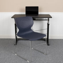 Load image into Gallery viewer, 661 lb. Capacity Navy Full Back Stack Chair with Gray Powder Coated Frame