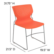Load image into Gallery viewer, 661 lb. Capacity Orange Full Back Stack Chair with Gray Powder Coated Frame