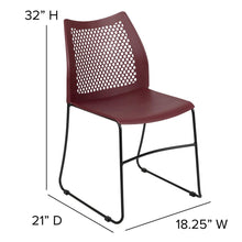 Load image into Gallery viewer, Burgundy Stack Chair with Air-Vent Back and Black Powder Coated Sled Base