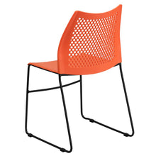 Load image into Gallery viewer, Orange Stack Chair with Air-Vent Back and Black Powder Coated Sled Base