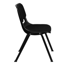 Load image into Gallery viewer, 880 lb. Capacity Black Padded Ergonomic Shell Stack Chair with Black Frame