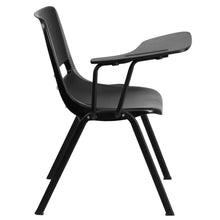 Load image into Gallery viewer, Black Ergonomic Shell Chair with Right Handed Flip-Up Tablet Arm