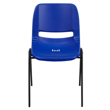 Load image into Gallery viewer, 880 lb. Capacity Blue Ergonomic Shell Stack Chair with Black Frame