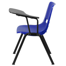 Load image into Gallery viewer, Blue Ergonomic Shell Chair with Left Handed Flip-Up Tablet Arm