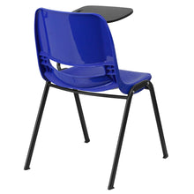 Load image into Gallery viewer, Blue Ergonomic Shell Chair with Left Handed Flip-Up Tablet Arm
