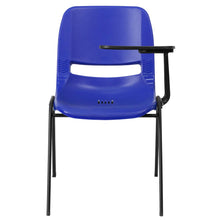 Load image into Gallery viewer, Blue Ergonomic Shell Chair with Left Handed Flip-Up Tablet Arm