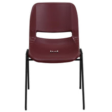 Load image into Gallery viewer, 880 lb. Capacity Burgundy Ergonomic Shell Stack Chair with Black Frame