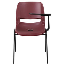 Load image into Gallery viewer, Burgundy Ergonomic Shell Chair with Left Handed Flip-Up Tablet Arm