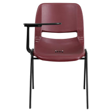 Load image into Gallery viewer, Burgundy Ergonomic Shell Chair with Right Handed Flip-Up Tablet Arm