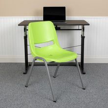 Load image into Gallery viewer, 880 lb. Capacity Green Ergonomic Shell Stack Chair with Gray Frame