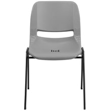 Load image into Gallery viewer, 880 lb. Capacity Gray Ergonomic Shell Stack Chair with Black Frame