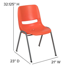 Load image into Gallery viewer, 880 lb. Capacity Orange Ergonomic Shell Stack Chair with Gray Frame