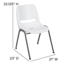 Load image into Gallery viewer, 880 lb. Capacity White Ergonomic Shell Stack Chair with Gray Frame